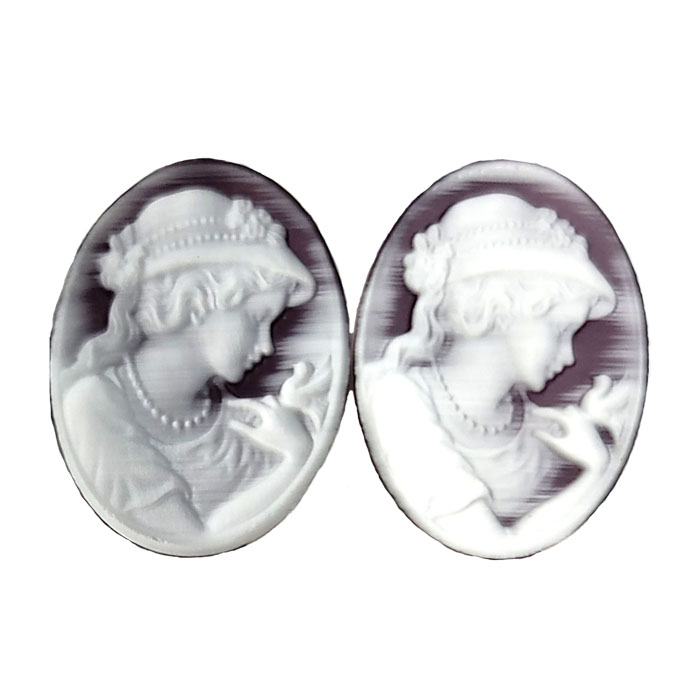 22X30MM WOMAN WITH BIRD CAMEO CAT'S EYE PURPLE